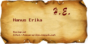 Hanus Erika névjegykártya